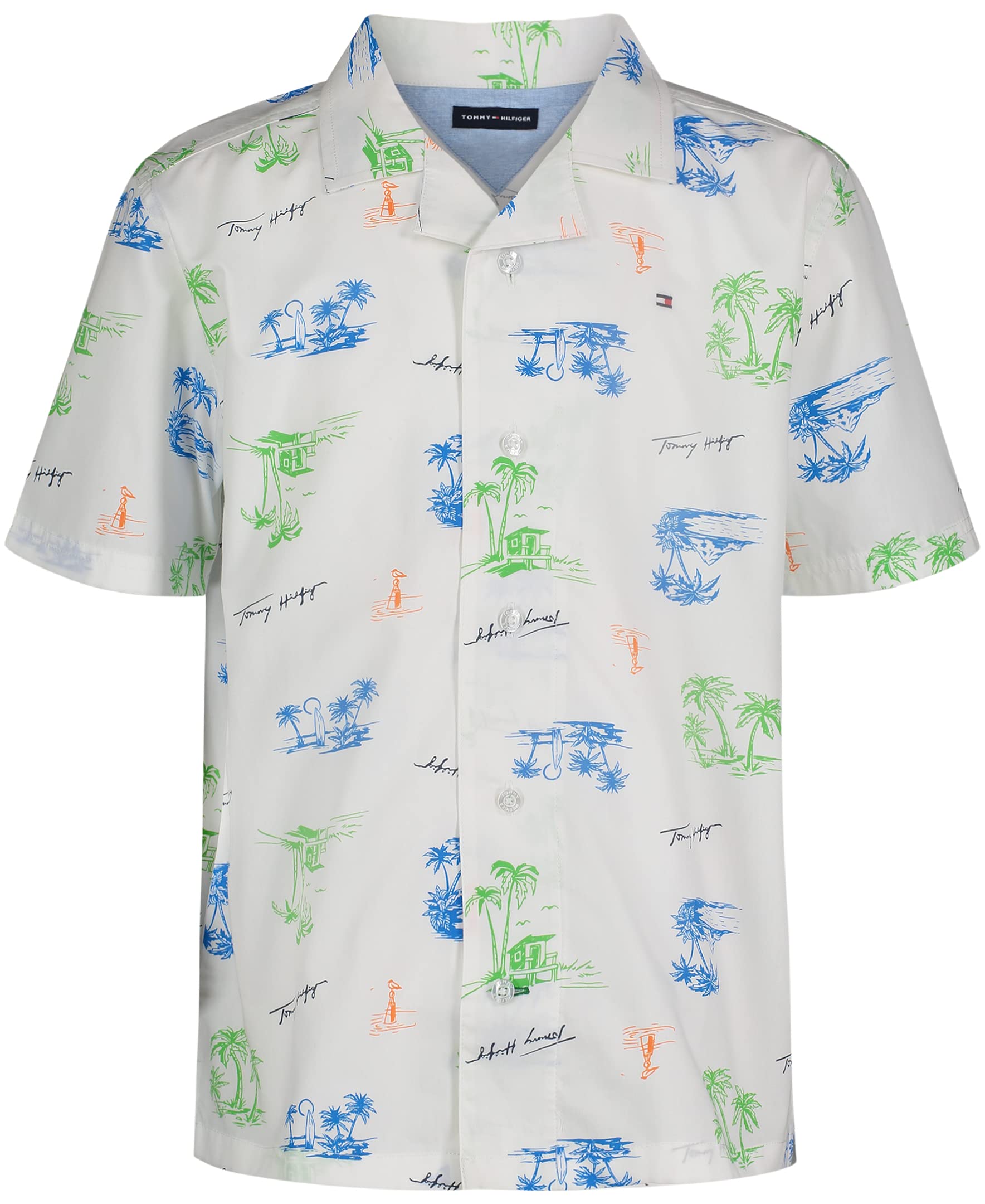 Tommy Hilfiger Boy's Short Sleeve Blue Skies Plaid Shirt (Big Kids)